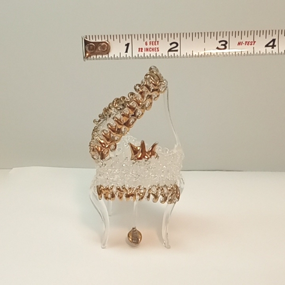Vintage spun glass baby grand piano figurine with gold details. No flaws - Picture 6 of 6